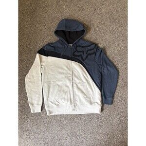 Vintage Y2K Fox Racing Sherpa-Lined Zip Up Fleece Hoodie L